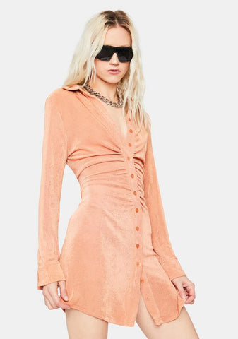 Coral Light The Dark Long Sleeve Mini Dress
