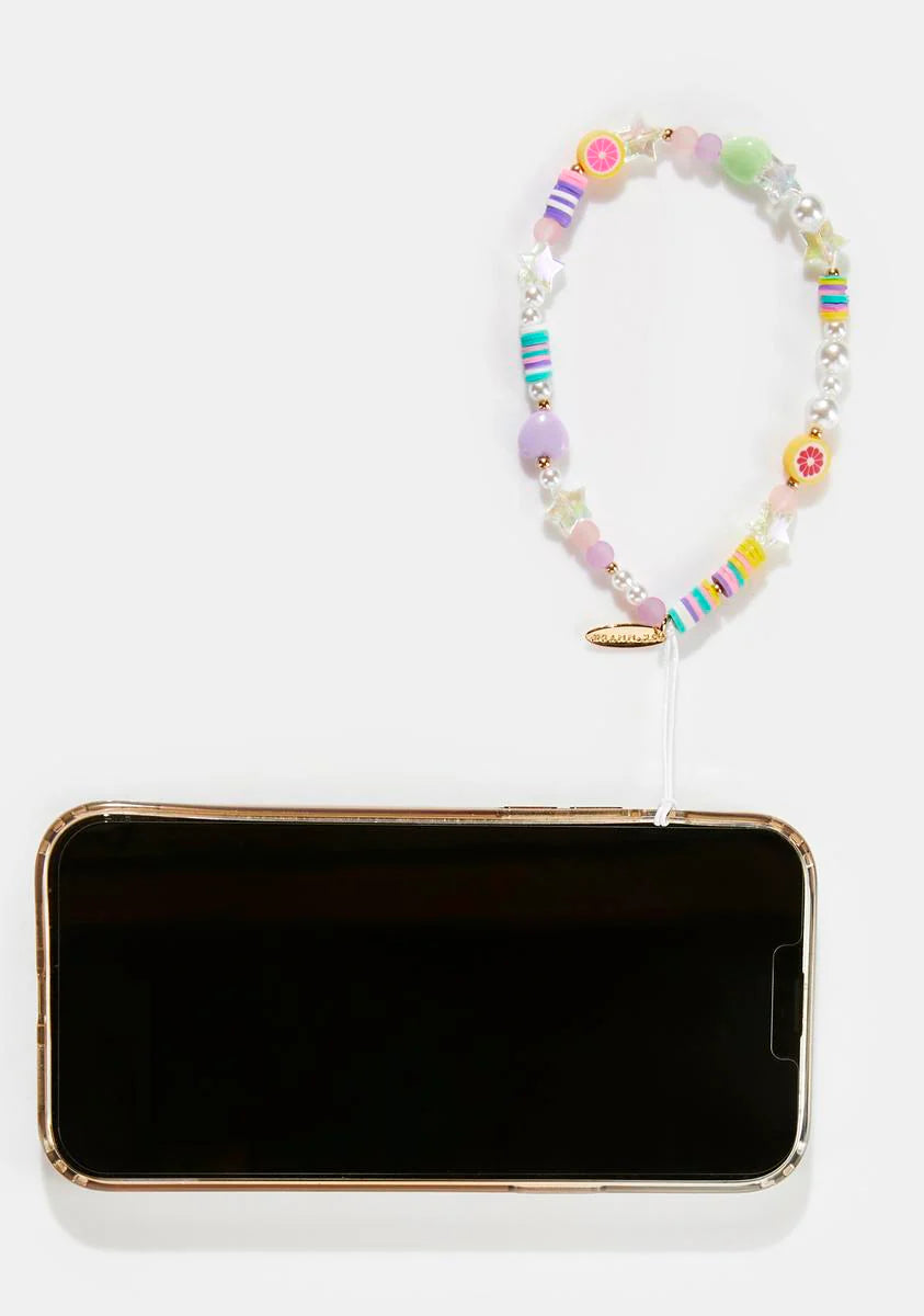 Pink Citrus Beaded Phone Strap