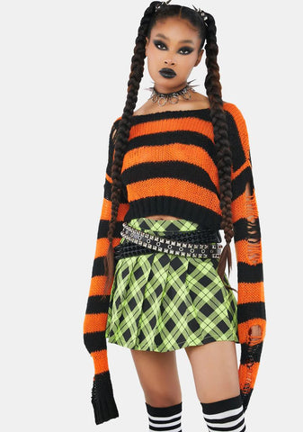 Slime Haunted To Meet U Plaid Mini Skirt