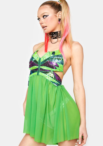 Playa Dreamin' Butterfly Dress- Green