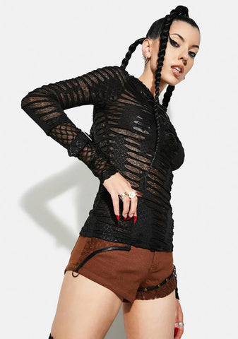 Night City Sheer Hoodie Top