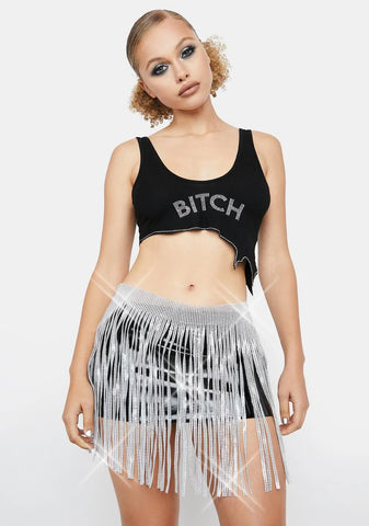 Entice Me Rhinestone Fringe Belt