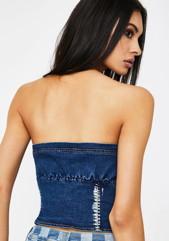 Savannah Denim Bustier Top