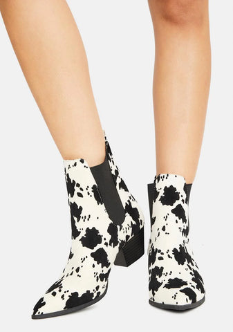 Always In A Mood Cow Print Boots