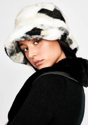 Patchwork Powder Plush Bucket Hat