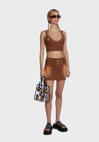 Acoustic Heartbeat Denim Crop Top