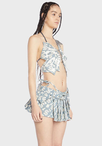 Monogram Denim Butterfly Top