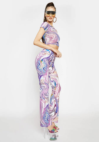 Lavender Hypnotic Habits Kick Flare Pants