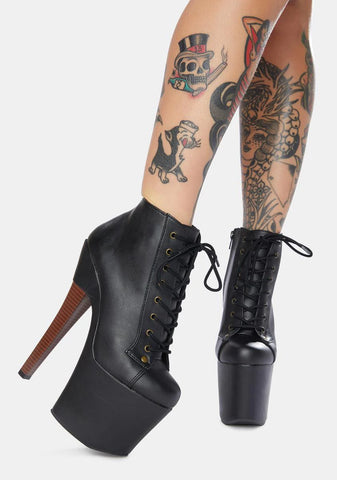 Turning Heads Lace Up Heeled Booties