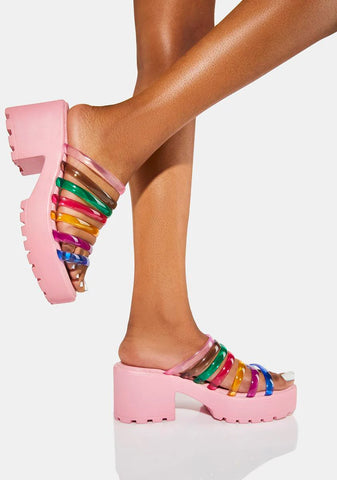 Strappy Rainbow Platform Sandals