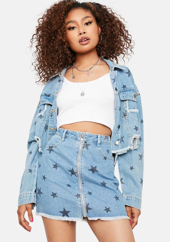 One Hit Wonder Star Denim Skirt