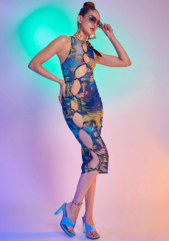 Abstract Burn Midi Dress