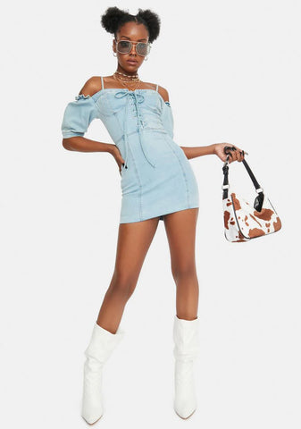 Hit Me Up Denim Mini Dress