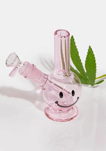 Pink Happy Face Mini Bong