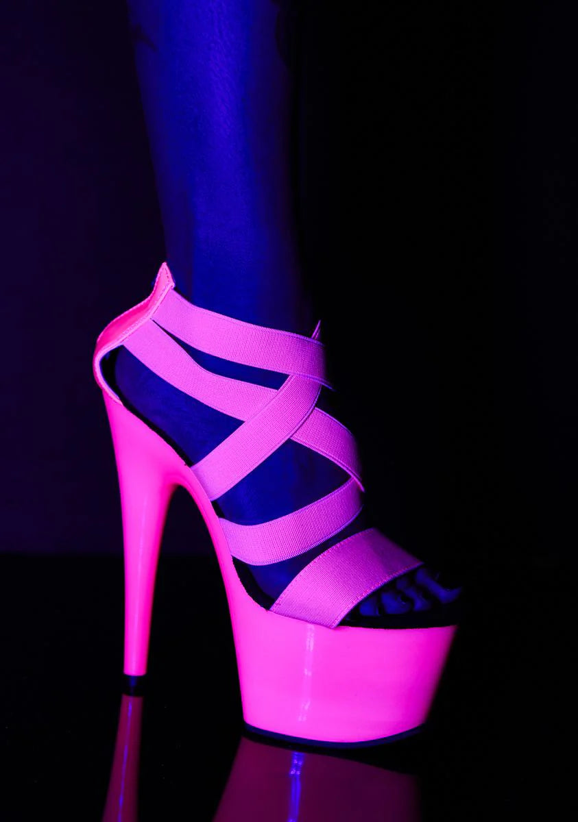 Pink Atomic Tease UV Platform Heels