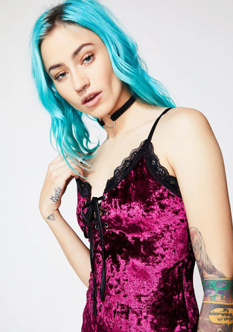 Wine Velvet Crushin' Slip Dress