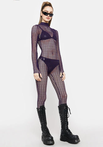 Violet Outta Your Mind Sheer Jumpsuit