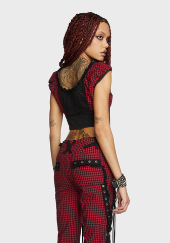 Red And Black Bo Peep Crop Top