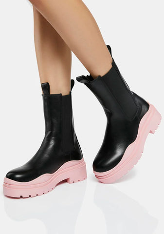 Pink Ghosted Wavy Ankle Boots