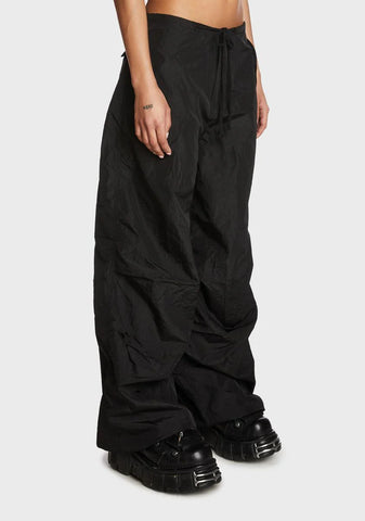 Black Rian Nylon Cargo Pants