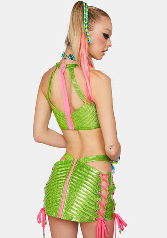 Toxic Rude Awakening Glitter Mini Skirt