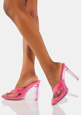 Pink Fyza Faux Fur Heels