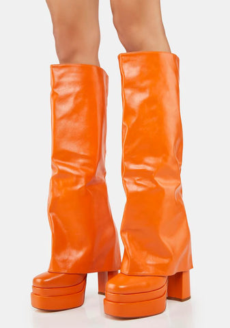 Orange Invisible Foldover Boots