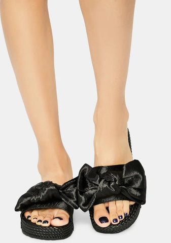 Wicked Lil Holly Golightly Woven Sole Bow Slides