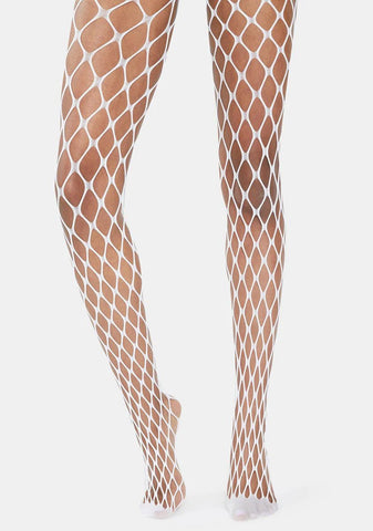White Flirty Maxi Fishnet Tights
