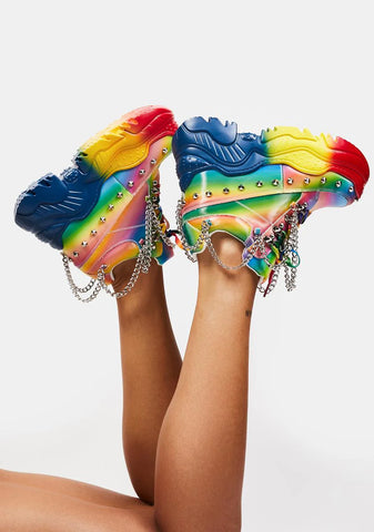 Rainbow Space Candy Platform Sneakers