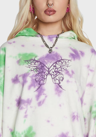 Butterfly Printed Tie Dye Hoodie