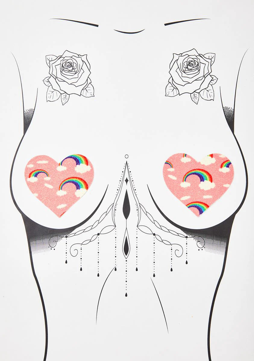 Pink Rainbow Heart Pasties