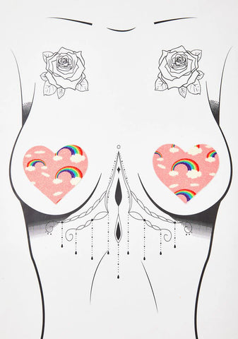 Pink Rainbow Heart Pasties