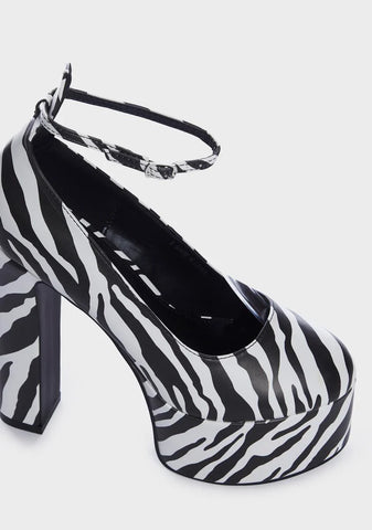 Zebra Donatella Platform Heels