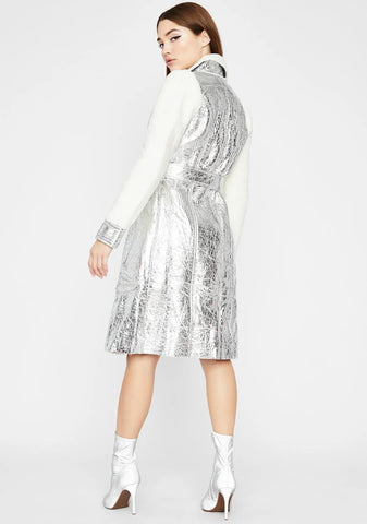 Serenity Embrace Metallic Trench Coat