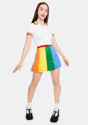 All Is Bright Rainbow Pleated Mini Skirt
