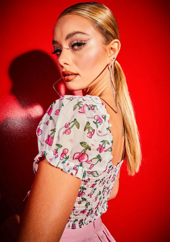 Angel Choose Ur Cherry Ruffle Crop Top