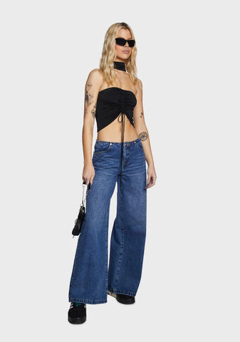 Paloma Drawstring Choker Top - Black