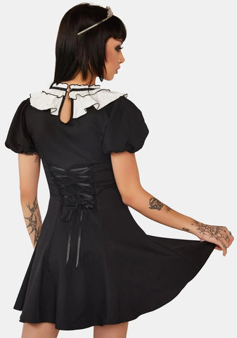 Rebel Princess Ruffle Neckline Contrast Dress