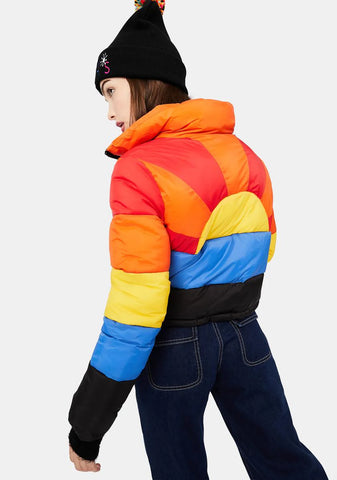 Sweet Retreat Rainbow Puffer Jacket