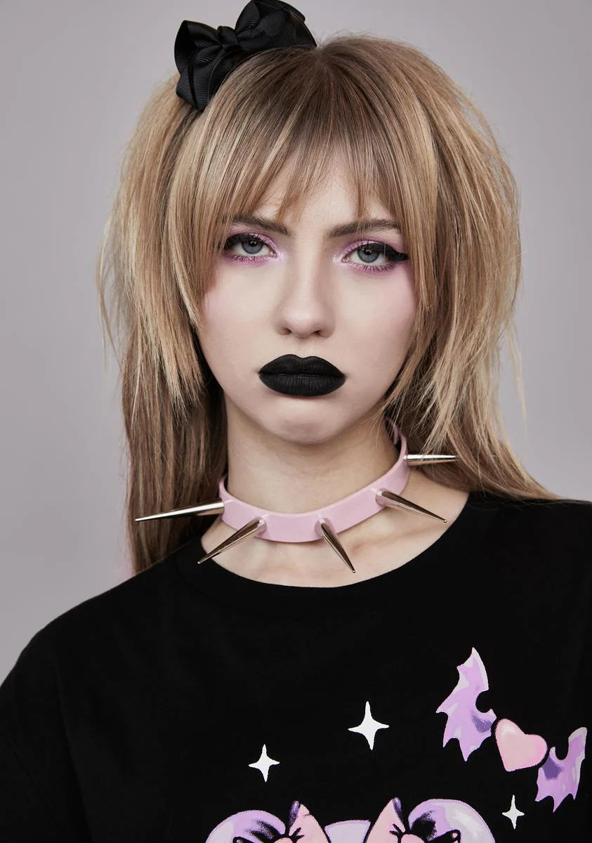 Pink Super Long Spike Choker