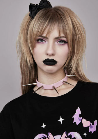 Pink Super Long Spike Choker