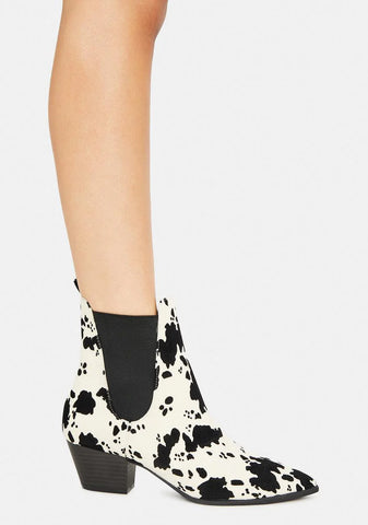 Always In A Mood Cow Print Boots