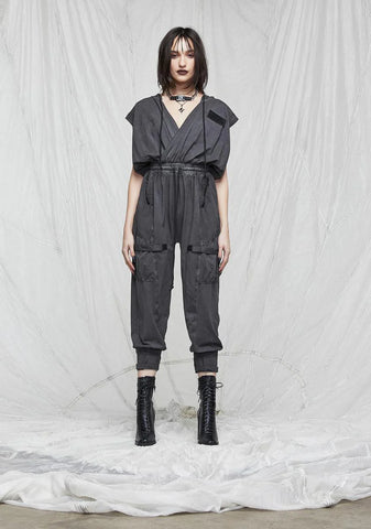 Synth Unisex Hooded Washed Cotton Jumpsuit
