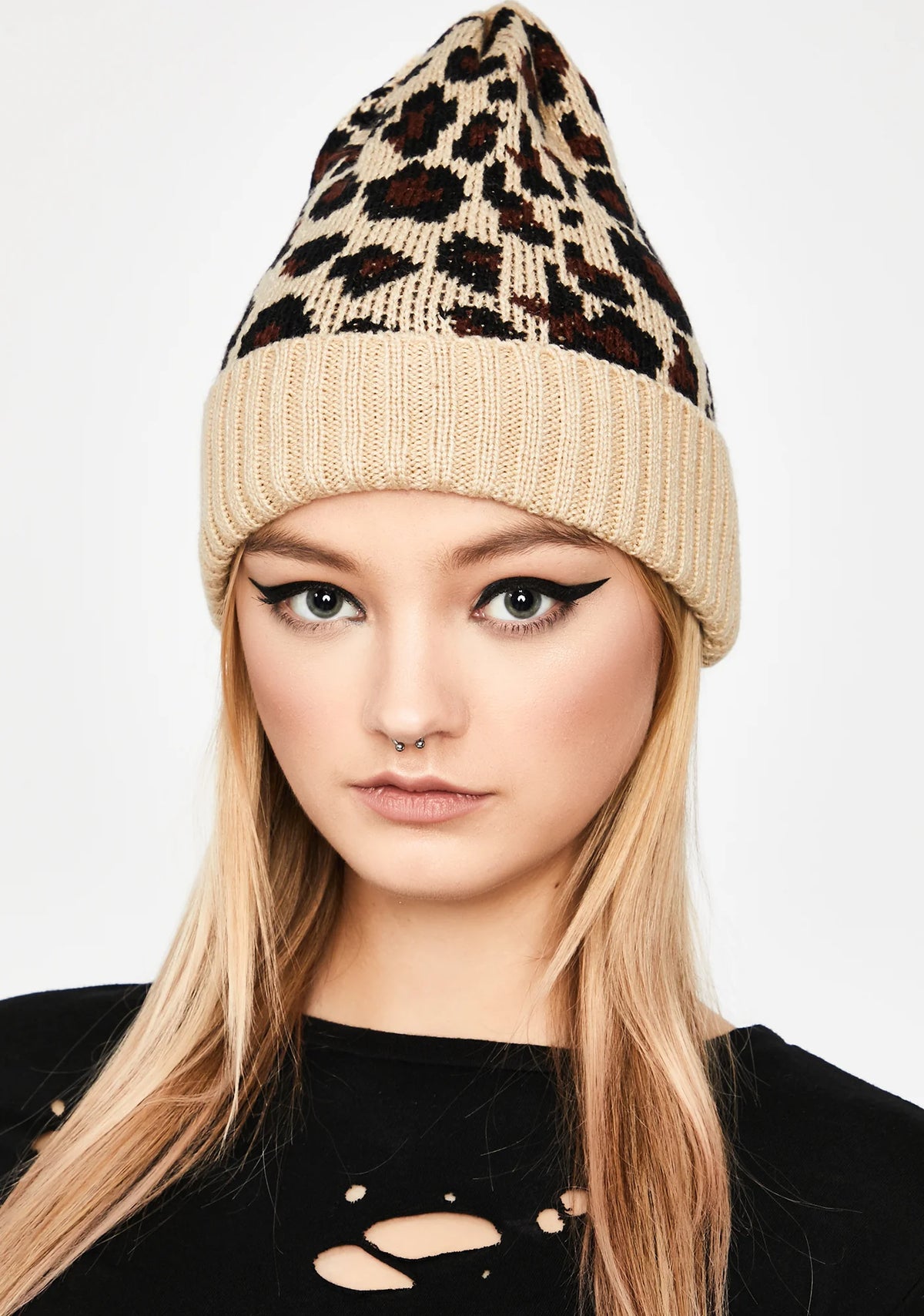 Fierce Winter Leopard Beanie