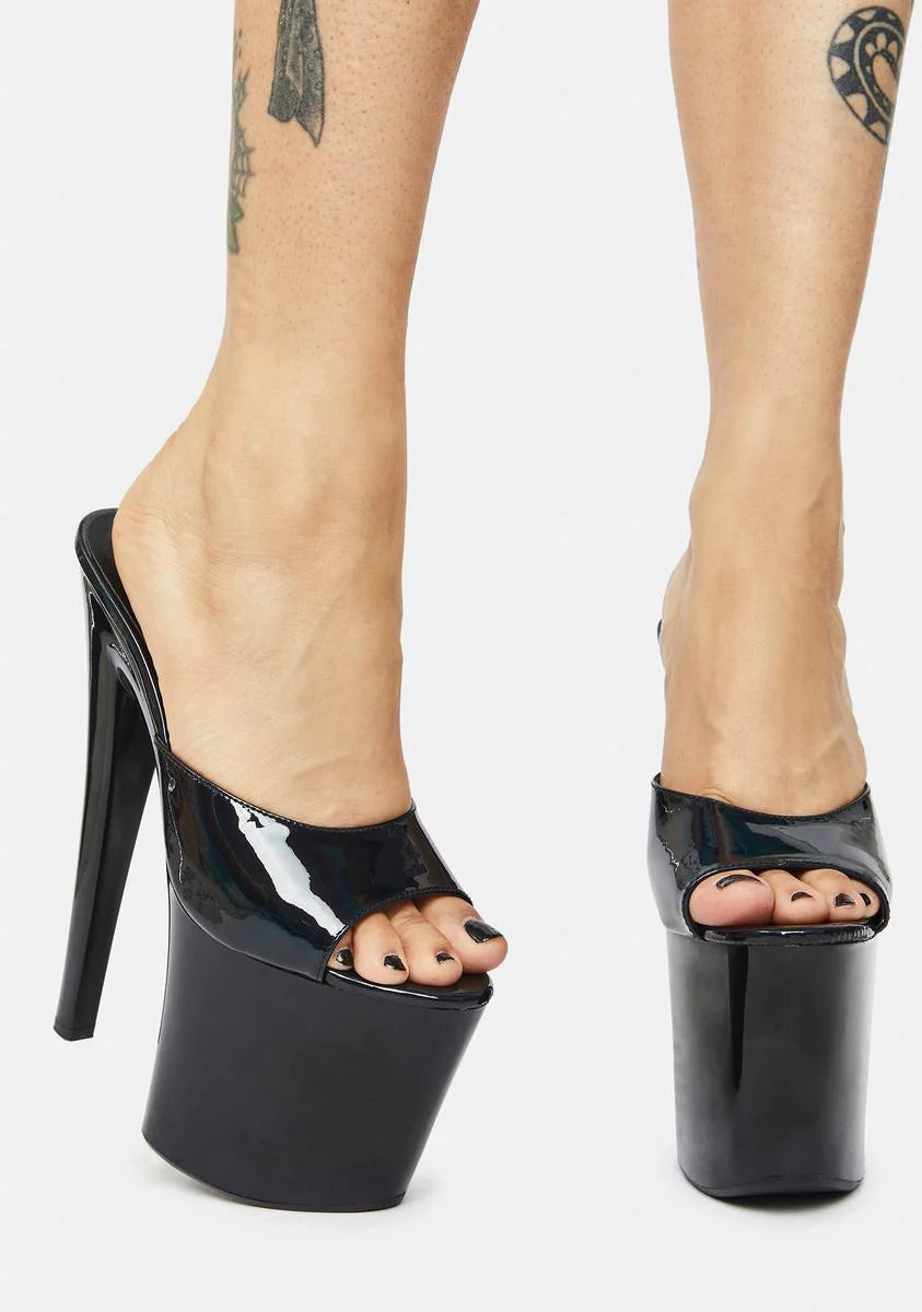 Sasha Black Hologram Platform Heels