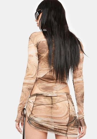 Atmosphere Rockslide Print Mesh Skirt
