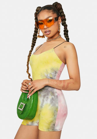 Energy Met Tie Dye Cami Strap Romper