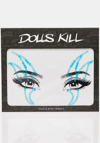 Blue Flame On Rhinestone Face Gems