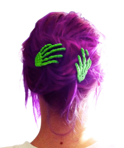 Skeleton Bone Hands Hair Slides
